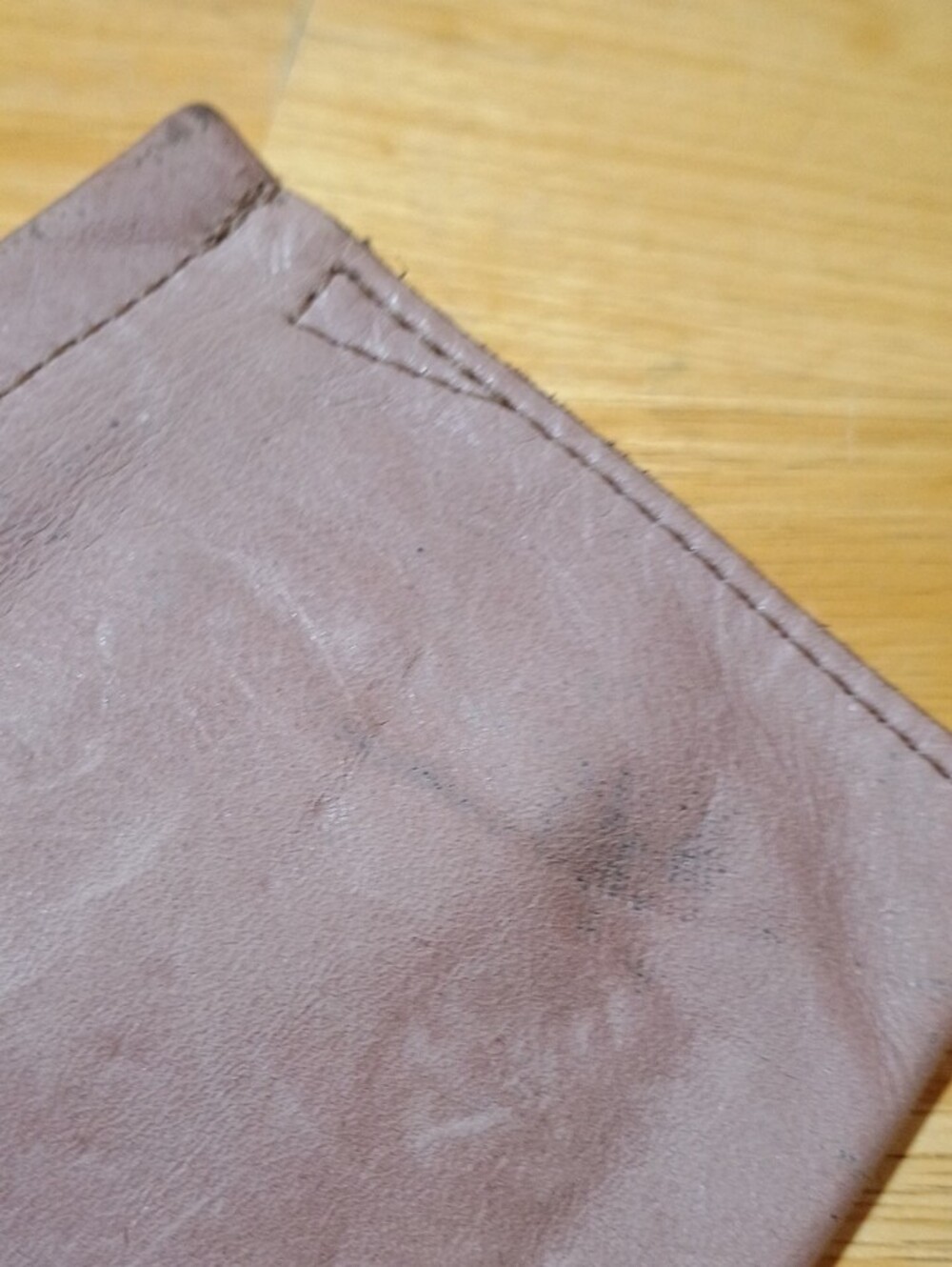 Compact Mauve Leather Wristlet Clutch with Strap - Picture 9 of 11